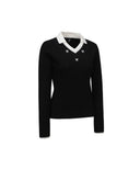 Women's Logo Point Cable Sweater - Black