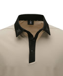 [Legacy Sale] Men Collar Logo Point Back Ventilation Short T-Shirt - Beige