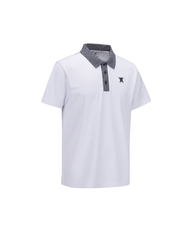 Men's Denim Collar Short T-Shirt - White