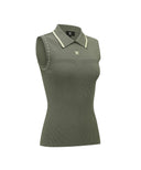 Women's Sleeveless Collard Sweater - Khaki