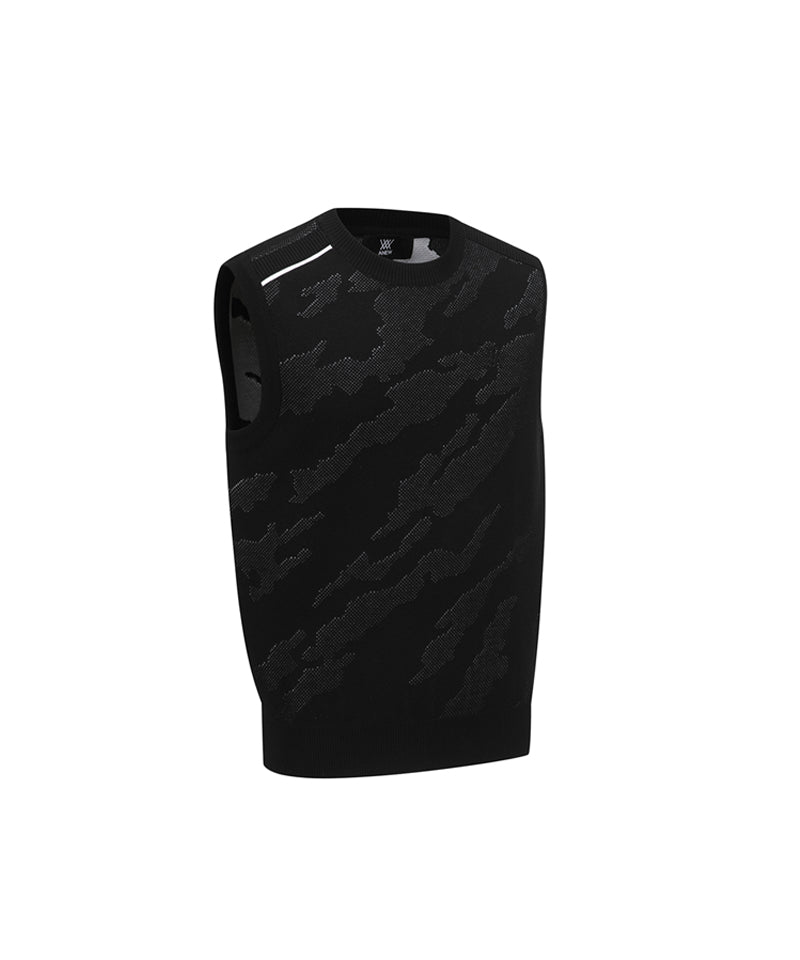 Men's SP Camo Pattern Knit Vest - Black