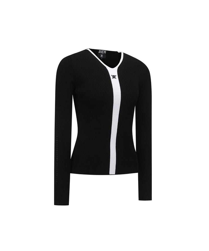Women's V Neck Pullover - Black