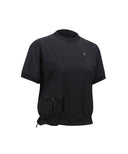 Women's Woven Block Mock Neck T-Shirt - Black