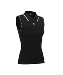 Women's Sleeveless Collared Sweater - Black