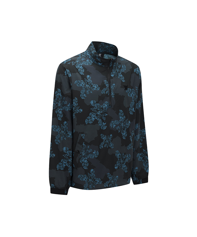 Men's FA Flower Pattern Anorak Jacket - Black