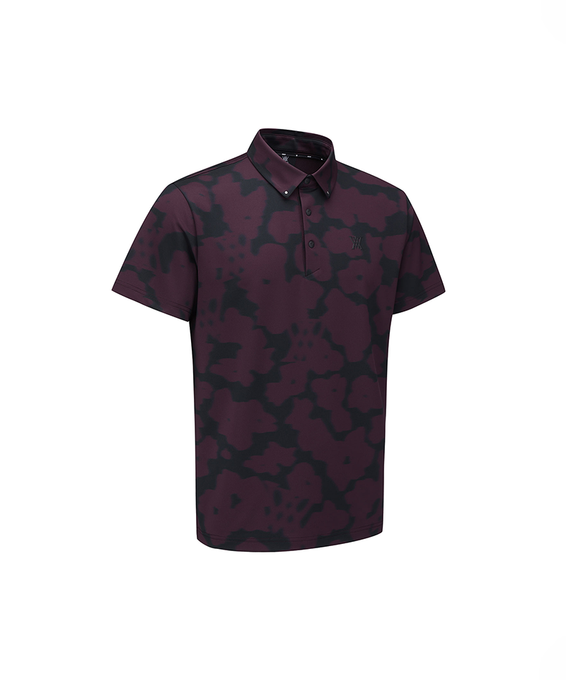 Men's FA Flower Pattern Short T-Shirt - Burgundy