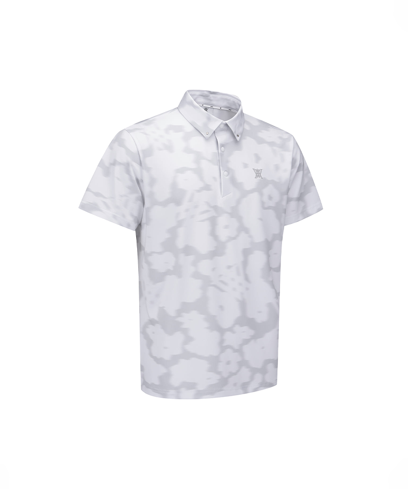 Men's FA Flower Pattern Short T-Shirt - Light Grey