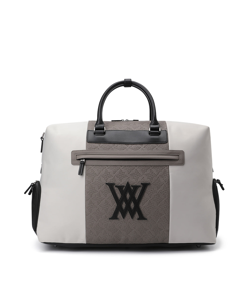 Uni Logo Intaglio Boston Bag - Beige