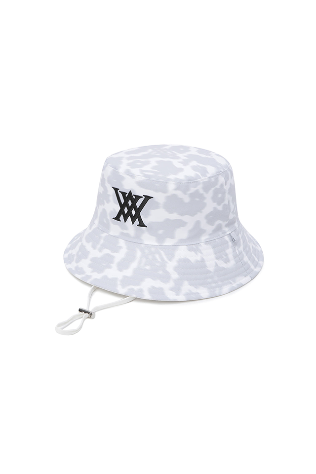 Unisex Flower Pattern Reversible Bucket Hat - White