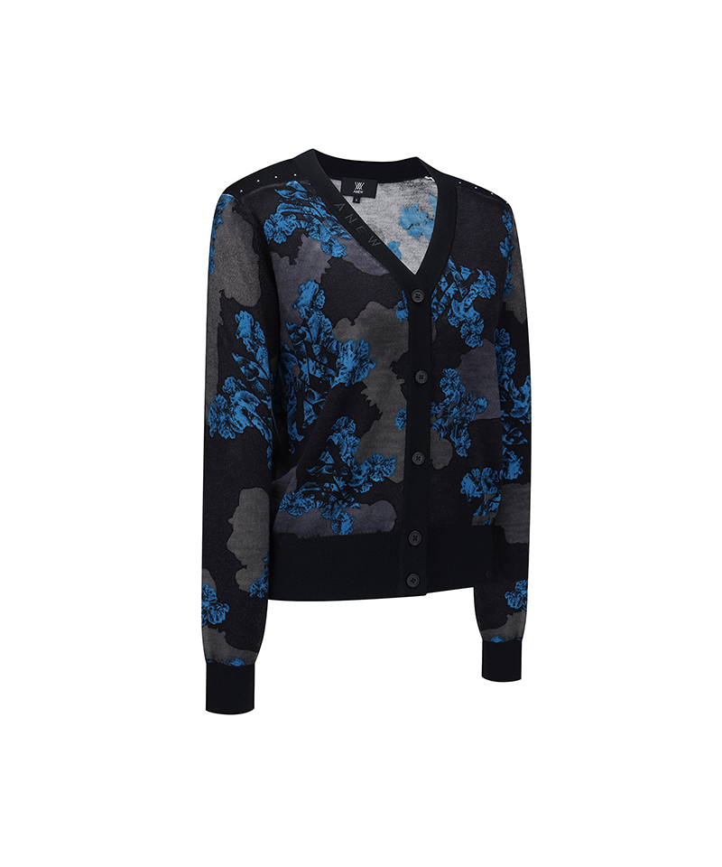 Women's FA Flower Pattern Knit Cardign - Black