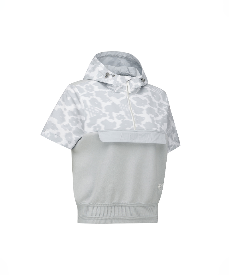 Women's FA Hybrid Hooded Short Sleeve Sweater - Light Grey