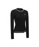 [Signature] Women's Stripe Textured Pullover - Black