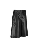 Women's FA Faux Leather Bermuda Pants - Black