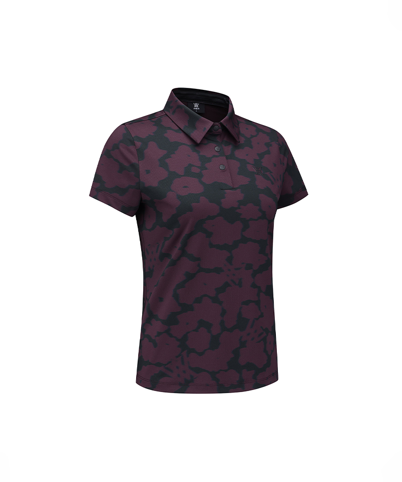 ANEW Golf Women's FA Flower Pattern Short T-Shirt - Burgundy
