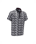 Men's SM Logo Pattern Short T-Shirt - Black