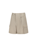 Women's Wide Out Pocket Half Pants - Beige