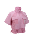Women's Essential Short Sleeve Pleats Jacket - Pink