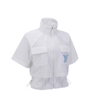Women's Essential Short Sleeve Pleats Jacket - White
