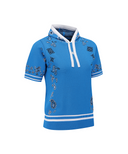 Women's Paisley Hooded Short Sleeve Sweater - Blue