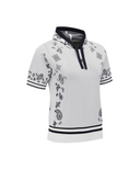 Women's Paisley Hooded Short Sleeve Sweater - White