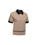 [Signature] Women's Mesh Patch Short Sleeve Sweater - Beige