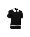 [Signature] Women's Mesh Patch Short Sleeve Sweater - Black