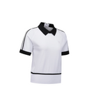 [Signature] Women's Mesh Patch Short Sleeve Sweater - White