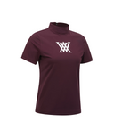 Women's Back Zip Mock Neck T-Shirt - Wine