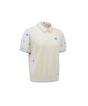 Women's Seasonal Pattern Half Zip T-Shirt - Ivory