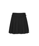 Women's Buckle Point Pleats Skirt - Black
