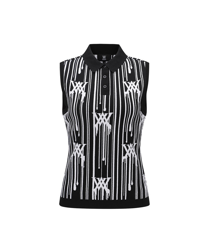 Women Rain Logo Sleeveless Sweater - Black
