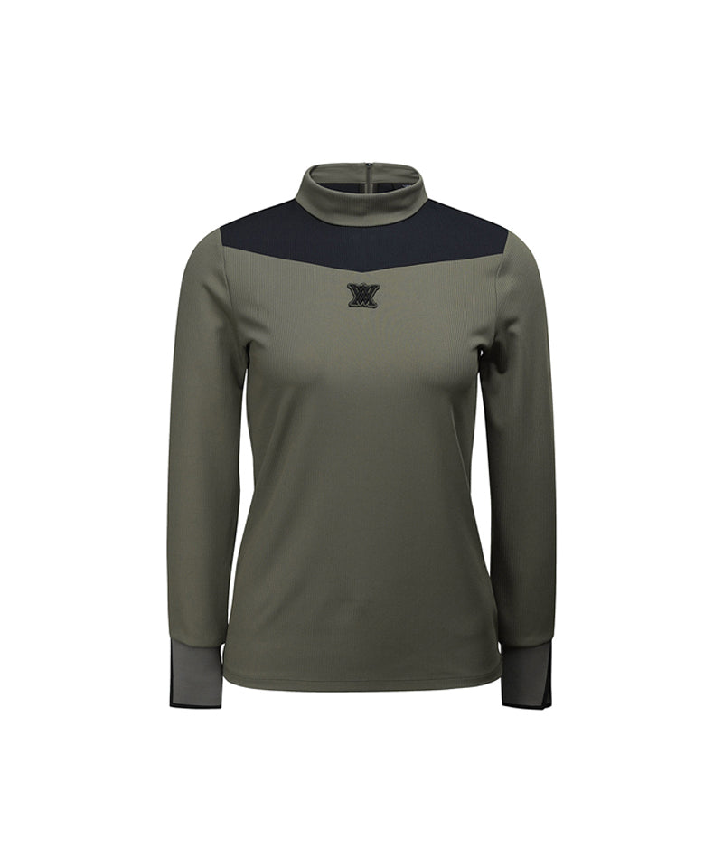 Women's Shoulder Block Long T-Shirt - Khaki