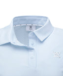 Women's Back Ventilation Logo Tape Point Long T-Shirt - S/Blue