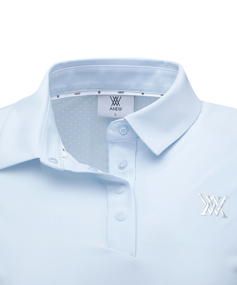 Women's Back Ventilation Logo Tape Point Long T-Shirt - S/Blue