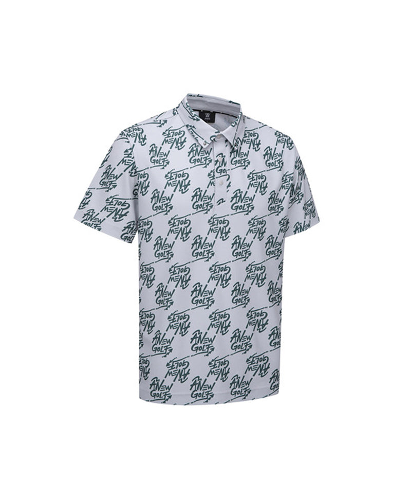 Men's Logo Pattern Short T-Shirt - Gray