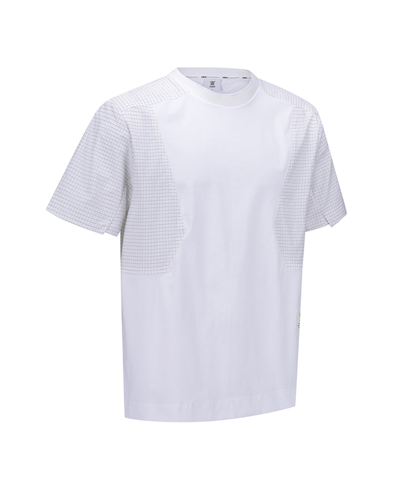 Men's Wooven Sleeve Crew Neck - White