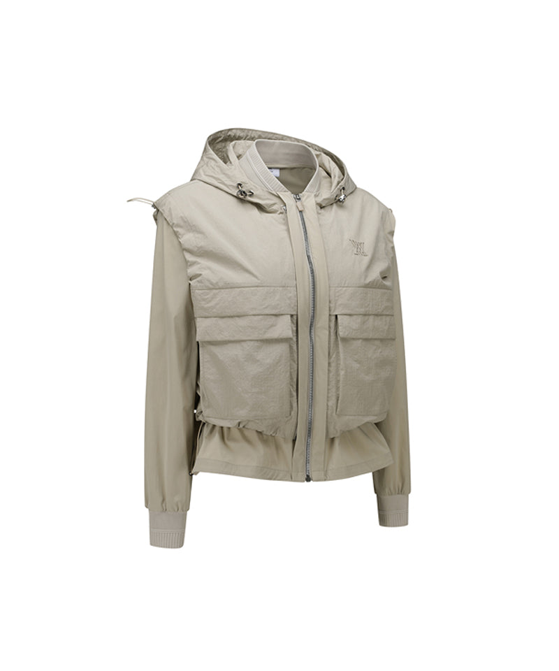 Women's Detachable MA-1 Jacket - Light Beige