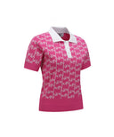 ANEW Golf Women's SM Logo Pattern Short Sleeve Sweater - Hot Pink