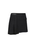 Women's Unbalanced Pleats Skirt - Black