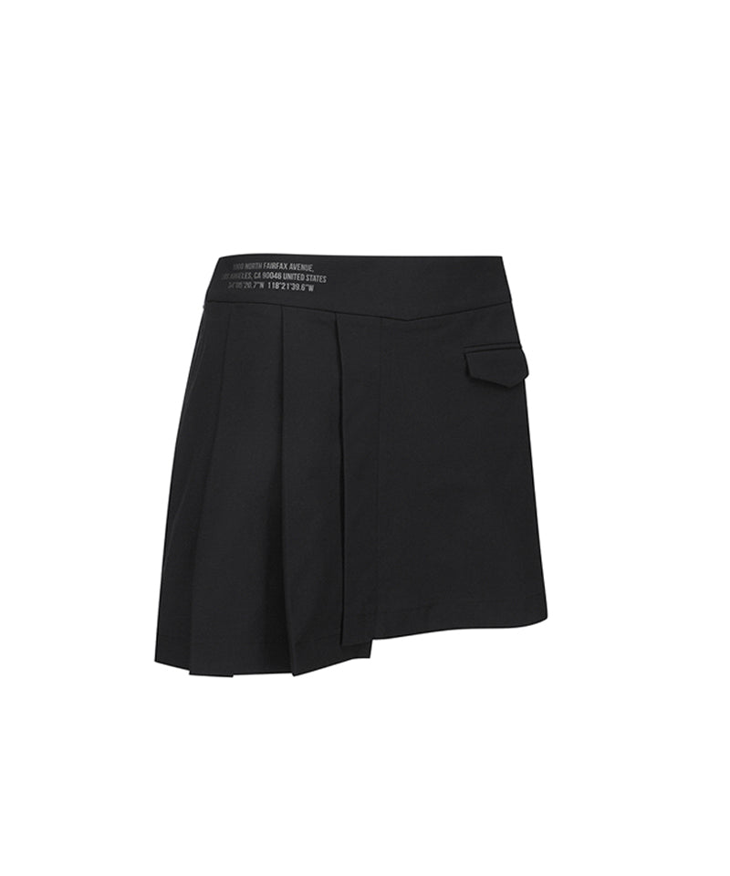 Women's Unbalanced Pleats Skirt - Black