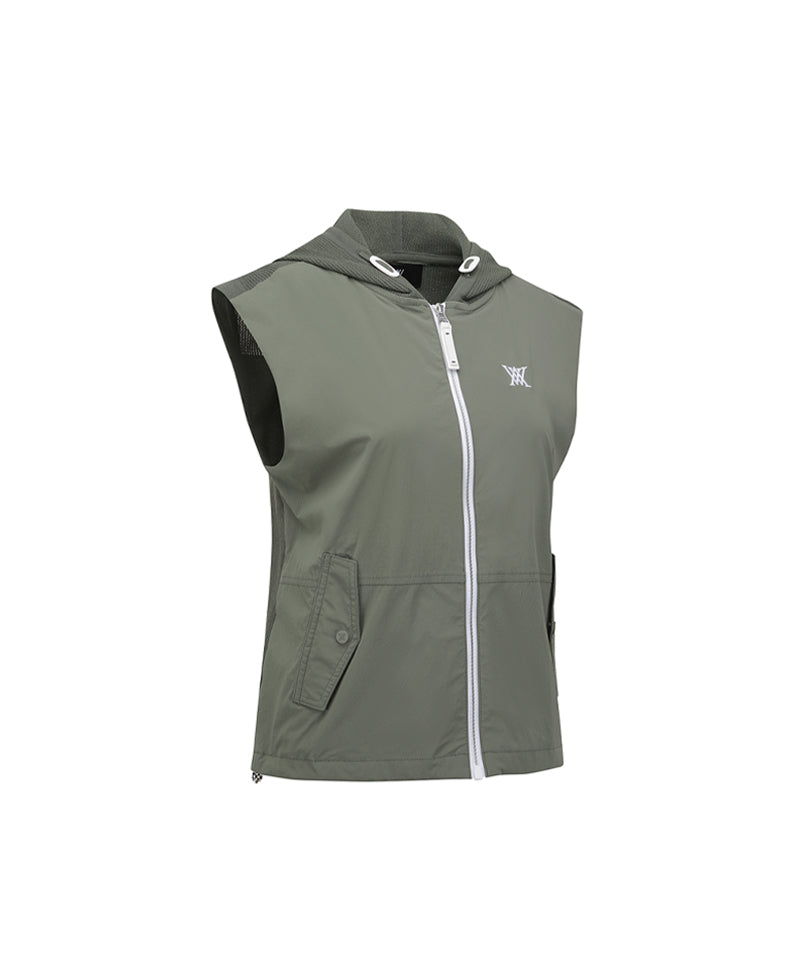 ANEW Golf Women's SM Hybrid Hoody Knit Vest - Light Khaki