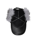 Women's Boucle Leather Cap - Black