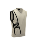 Men's Diagonal Logo Knit Vest - Khaki Beige