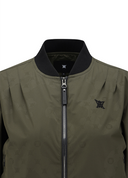 Women's Color Block Hooded Blouson Jacket - Dark Khaki