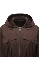 Women's Hooded Utility Safari Jacket - Brown
