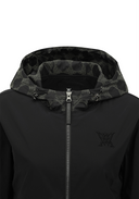 Women's Pattern Mix Hooded Jacket - Black