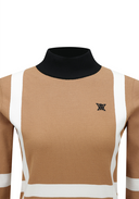 Women's Block Turtleneck Sweater - Camel