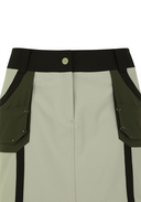 Women's Fabric Mix Cargo Skirt - Khaki Beige