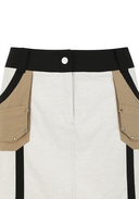 Women's Fabric Mix Cargo Skirt - Light Beige