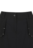 Women's Fabric Mix Cargo Skirt - Black